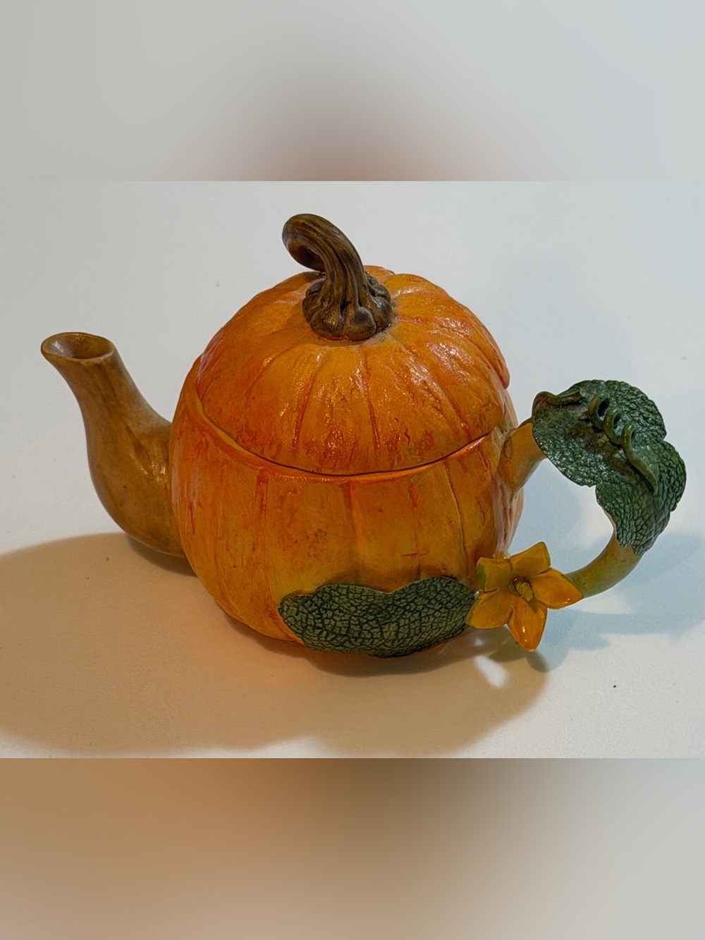 Cottagecore Ceramic Mini Pumpkin Teapot Whimsigoth Autumn Table Decor